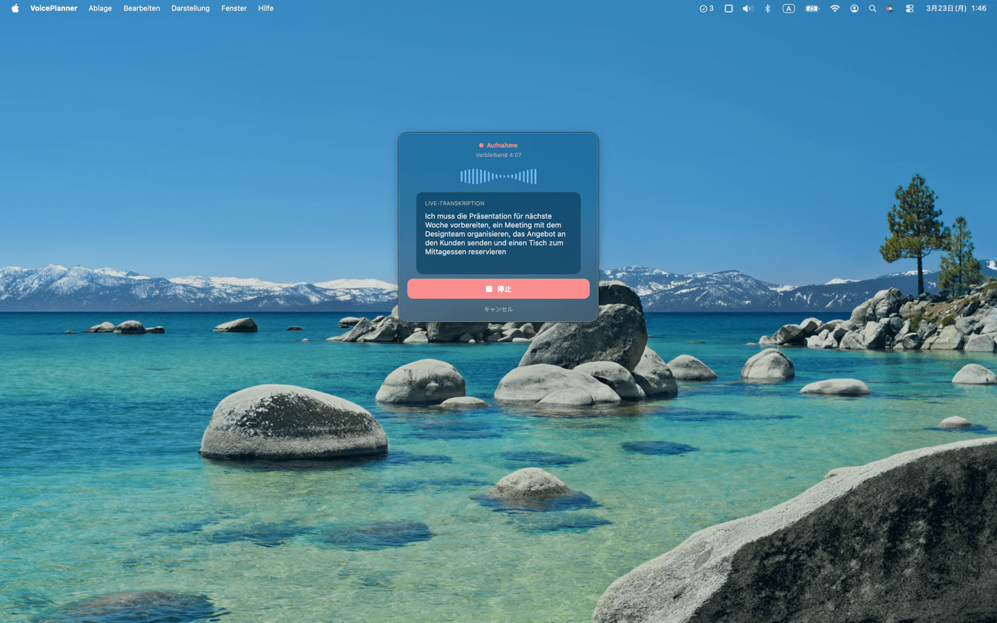 Schwebendes Spracheingabe-Panel